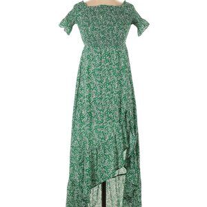 Lulus Midi Dress Womens Green Floral Off-the-Shoulder Smocked Small